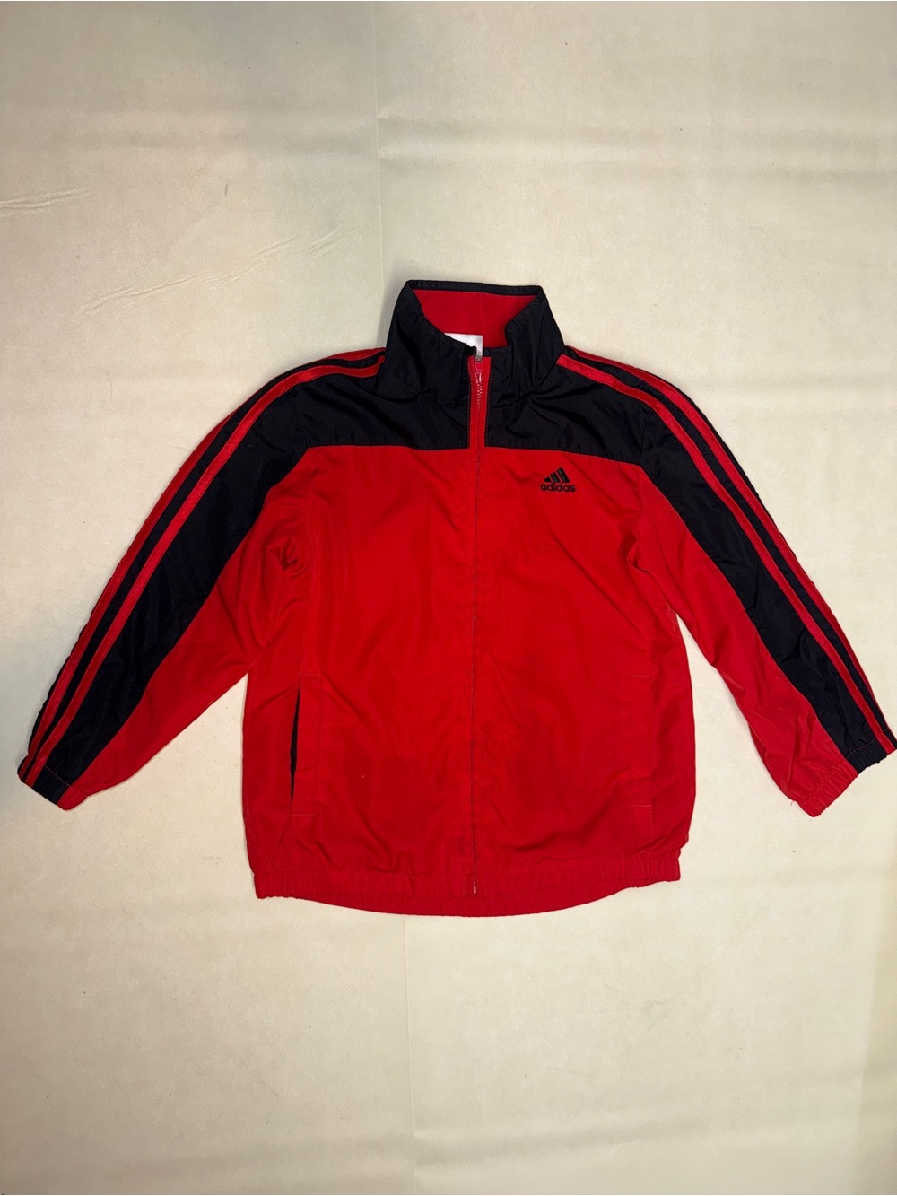 adidas Red and Black Kids Track Jacket with Zip